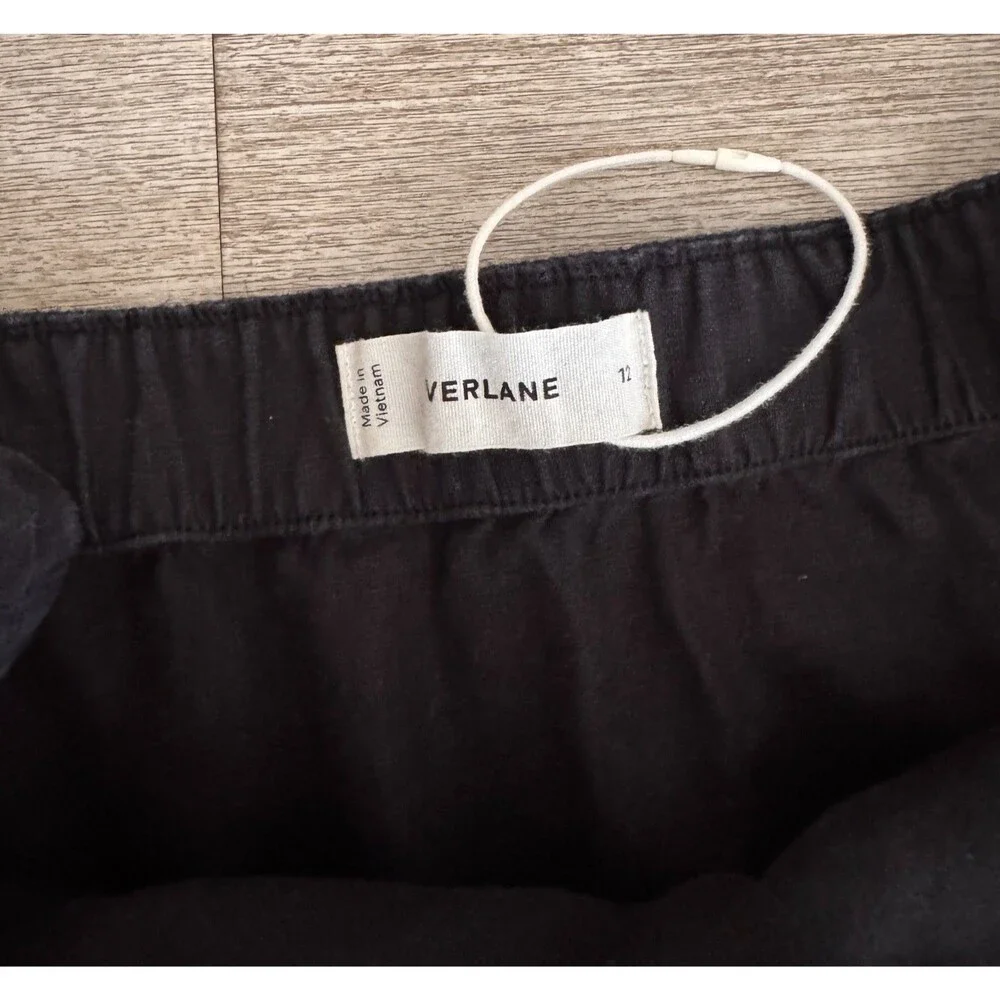 Everlane 100% European Flax Linen Black Side Button Jumpsuit Size 12 Wide Leg